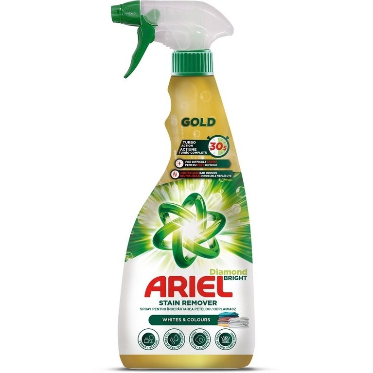 اسپری آریل گلد لکه بر لباس رنگی و سفید اروپایی (Ariel Gold 750ml)